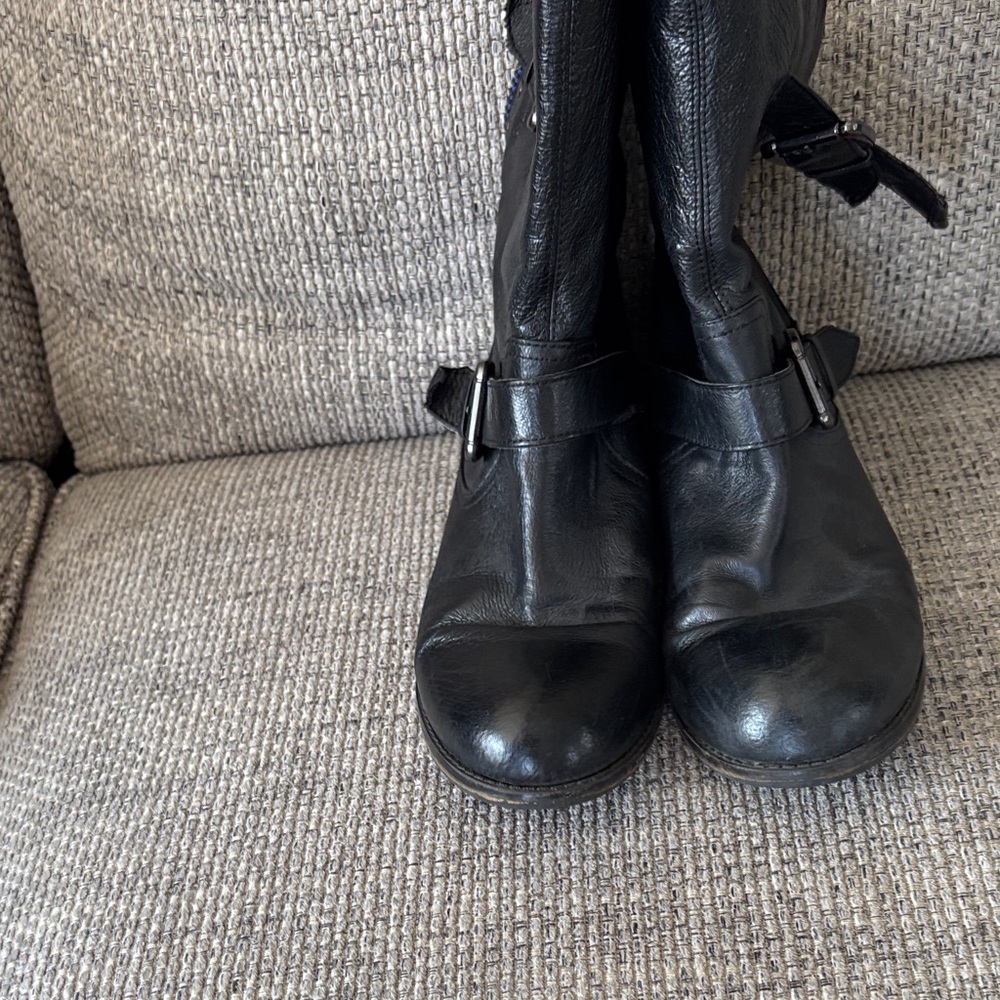 Steve Madden Black Ankle Boots with Buckle Detail